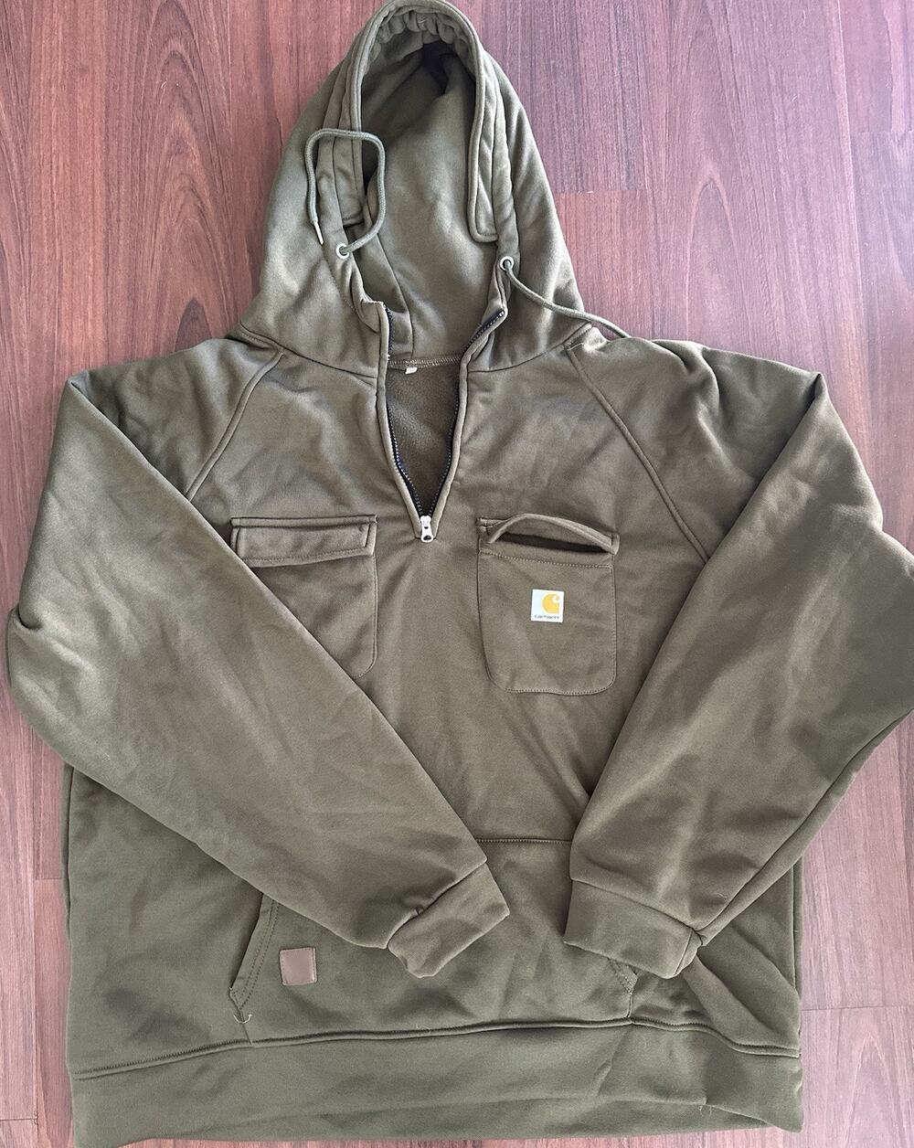 Carhartt Sweater Mens 3XL Olive Green Hoodie Fit Sweatshirt Pullover Casual